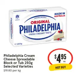 IGA Philadelphia Cream Cheese Spreadable Block or Tub offer