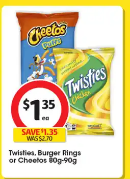 Coles Twisties, Burger Rings or Cheetos offer