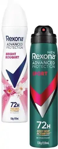 IGA Rexona Advanced Protection Antiperspirant Spray 220mL Selected Varieties offer