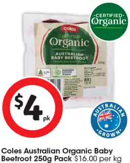 Coles Organic baby beetroot pack offer