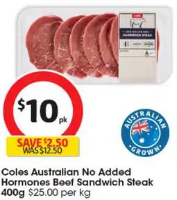 Coles Hormones beef sandwich steak offer