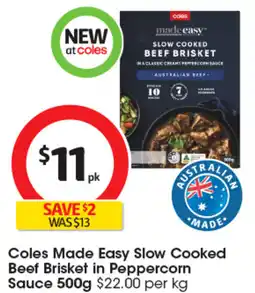 Coles Beef brisket in peppercorn sauce offer