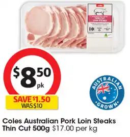 Coles Pork loin steaks thin cut offer