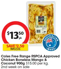 Coles Chicken boneless mango & coconut offer