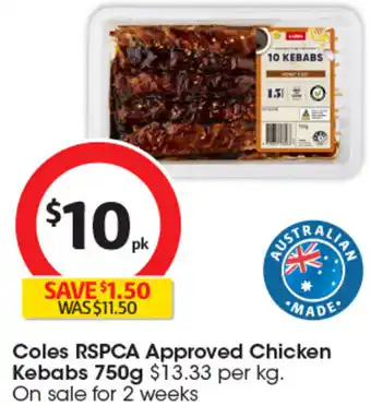 Coles Chicken kebabs offer