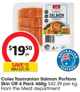 Coles Tasmanian salmon portions skin off offer