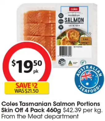 Coles Tasmanian salmon portions skin off offer