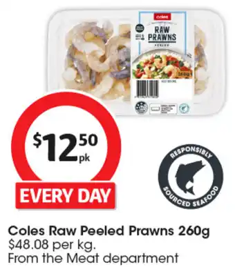 Coles Raw Peeled Prawns offer