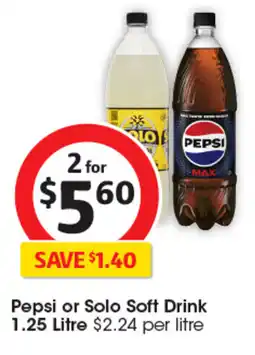 Coles Pepsi or solo soft drink offer