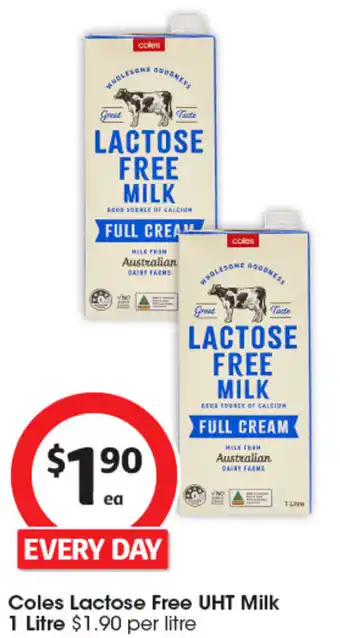 Coles Lactose free uht milk offer