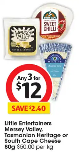 Coles Little entertainers mersey valley, tasmanian heritage or south cape cheese offer