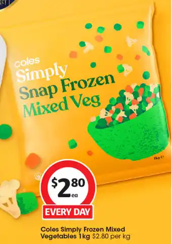 Coles Frozen mixed vegetables offer