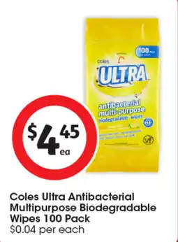 Coles Coles Ultra Antibacterial Multipurpose Biodegradable Wipes offer