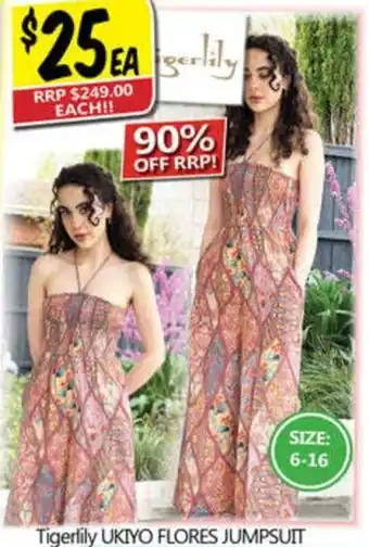 NQR Tigerlily ukiyo flores jumpsuit offer