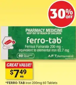 Cincotta Chemist Ferro-tab iron 200mg offer