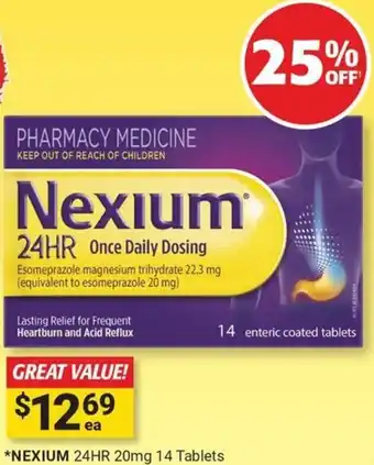 Cincotta Chemist NEXIUM 24HR 14 Tablets offer