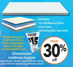 Cheap as Chips Dreamcom mattress topper offer