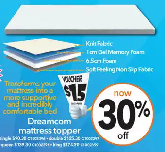 Cheap as Chips Dreamcom mattress topper offer