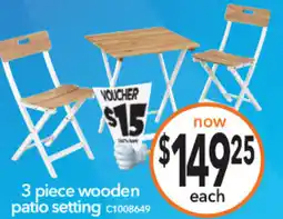 Cheap as Chips 3 piece wooden patio setting offer