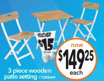 Cheap as Chips 3 piece wooden patio setting offer