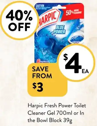 Foodworks Harpic fresh power toilet cleaner gel offer