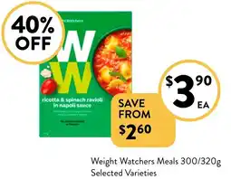 Foodworks Weight watchers meals offer