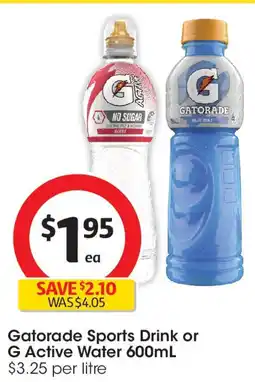 Coles Gatorade Sports Drink or G Active Water offer