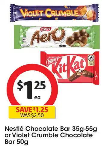 Coles Nestlé Chocolate or Violet Crumble Chocolate Bar offer