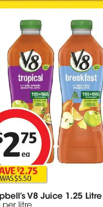 Coles Campbell's V8 Juice 1.25 Litre offer