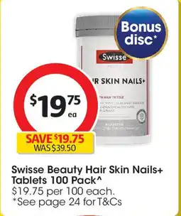 Coles Swisse Beauty Hair Skin Nails+ Tablets offer