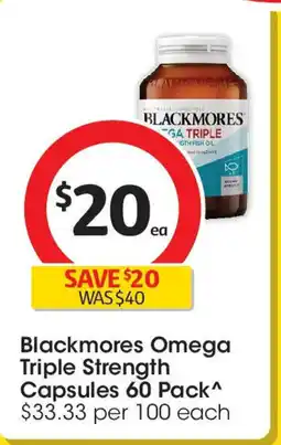 Coles Blackmores Omega Triple Strength Capsules offer