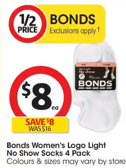 Coles Bonds Women's Logo Light No Show Socks offer