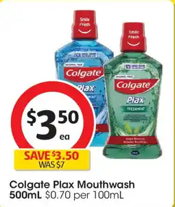 Coles Colgate Plax Mouthwash 500mL offer