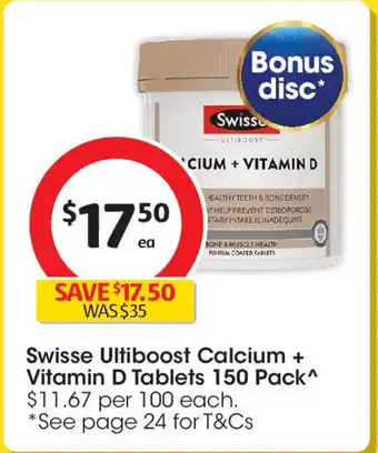 Coles Swisse Ultiboost Calcium + Vitamin D Tablets offer