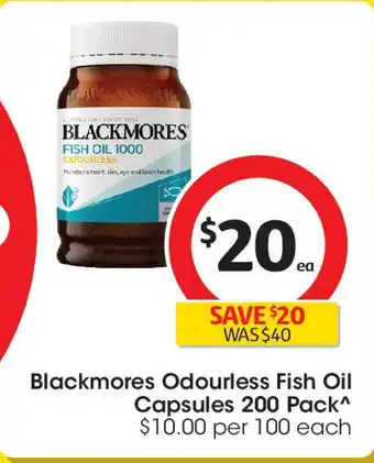 Coles Blackmores Odourless Fish Oil Capsule offer