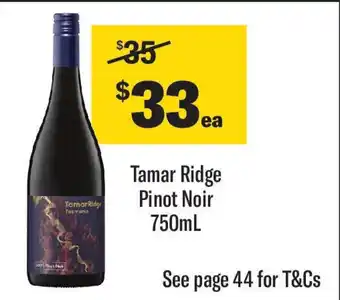 Coles Tamar Ridge Pinot Noir offer