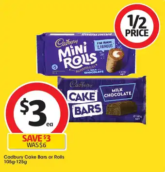 Coles Cadbury Cake Bars or Rolls offer