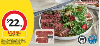 Coles Coles Australian No Added Hormones Beef Rump Steak offer