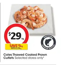 Coles Coles Thawed Cooked Prawn Cutlets offer