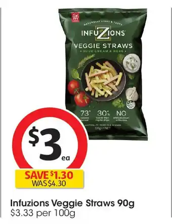 Coles Infuzions Veggie Straws 90g offer