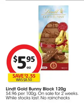 Coles Lindt Gold Bunny Block offer