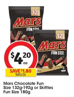 Coles Mars Chocolate Fun Size  or Skittles Fun Size offer