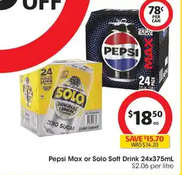 Coles Pepsi Max or Solo Soft Drink offer