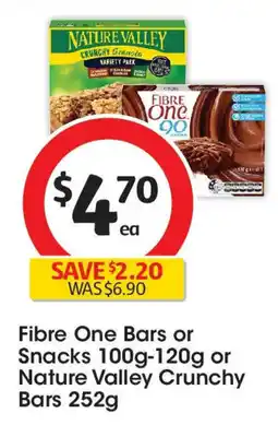 Coles Fibre One Bars or Snacks or Nature Valley Crunchy Bars offer