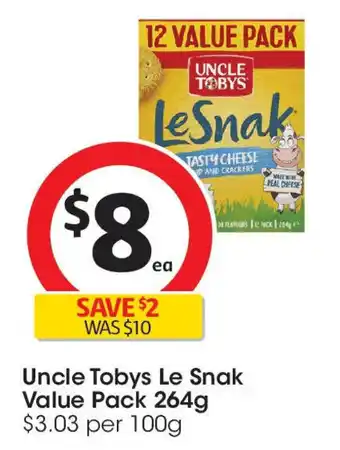 Coles Uncle Tobys Le Snak Value Pack offer