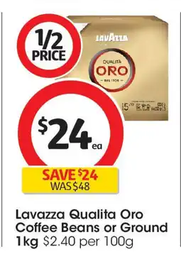 Coles Lavazza Qualita Oro Coffee Beans or Ground offer