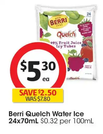 Coles Berri Quelch Water Ice offer