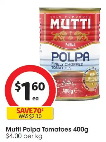 Coles Mutti Polpa Tomatoes offer