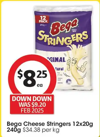 Coles Bega Cheese Stringers 12x20g 240g offer