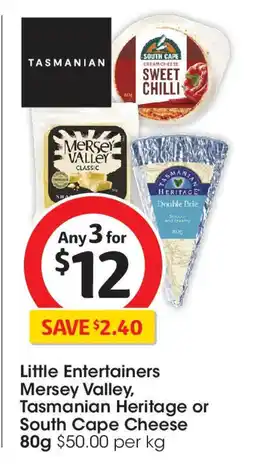 Coles Little Entertainers Mersey Valley, Tasmanian Heritage or South Cape Cheese offer